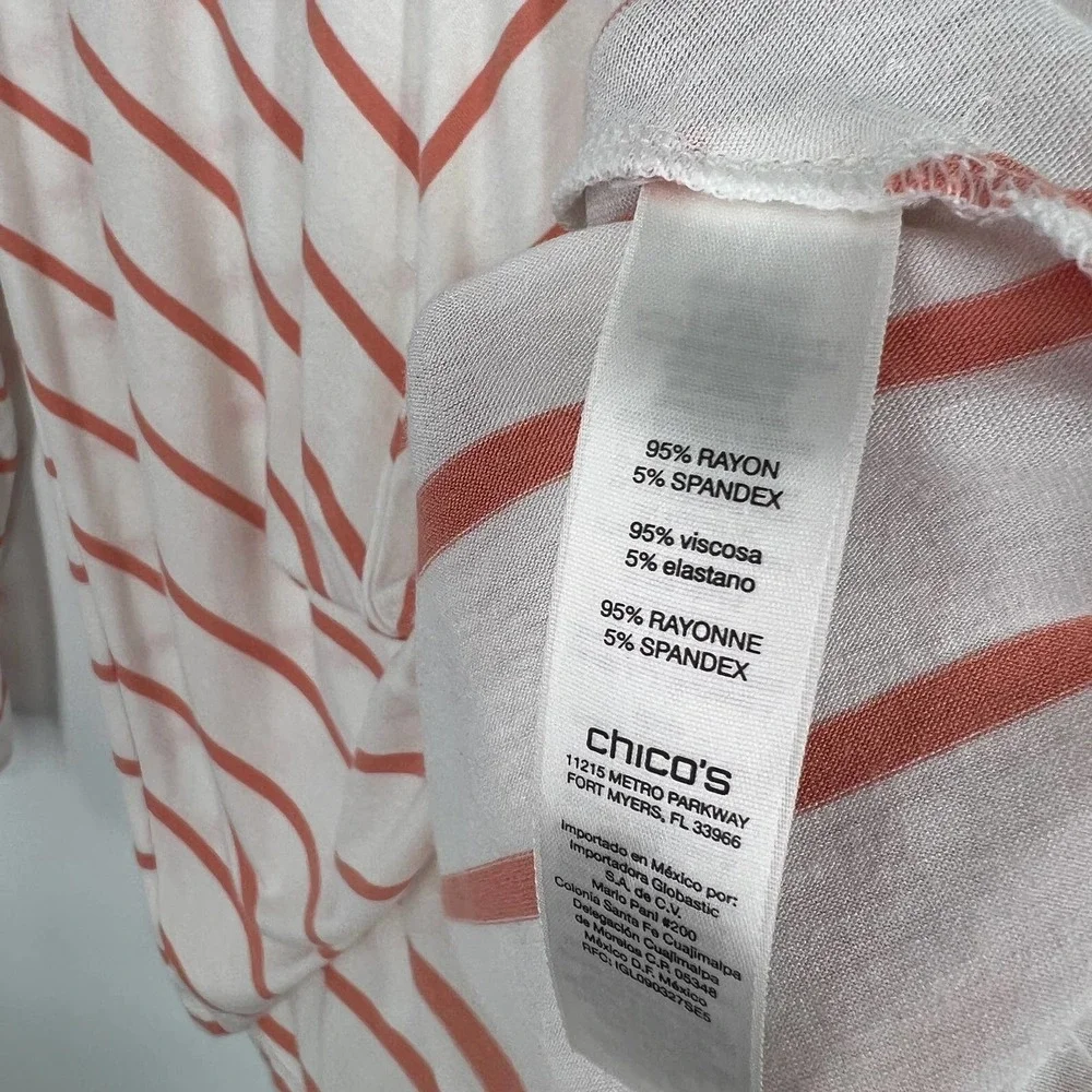 Chico's Size 1 or M Medium Stretchy Stripe Blouse Shirt Top Summer Fall Winter - Picture 6 of 6